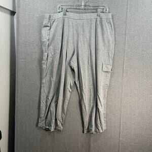 Susan Graver Weekend Jersey Knit Crop Cargo Pants Heather Grey, Petite 1X